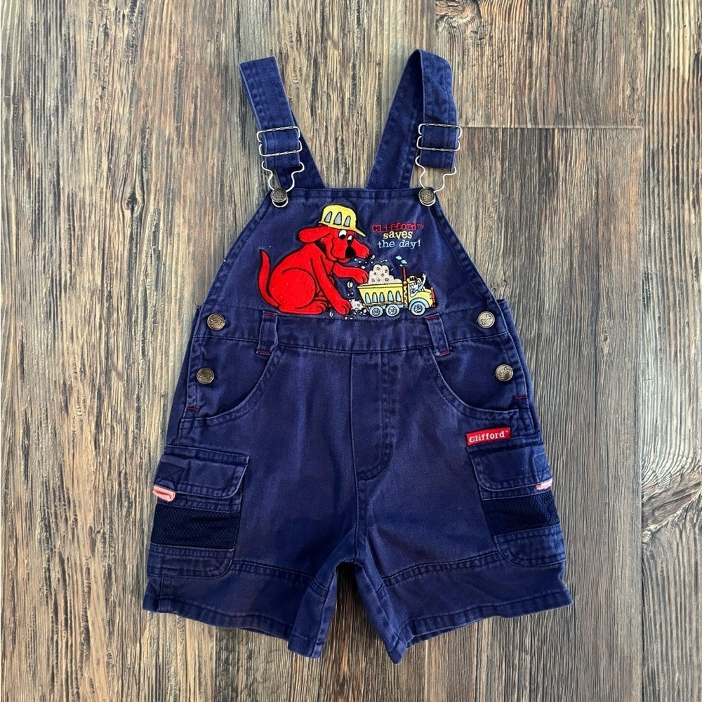 Vtg Clifford the Big Red Dog Saves the Day Shortalls Overalls 3T Blue Dump Truck